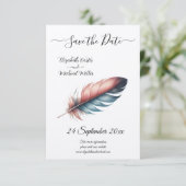Flüstern von Grace Feathered Elegance Minimalismus Save The Date (Stehend Vorderseite)