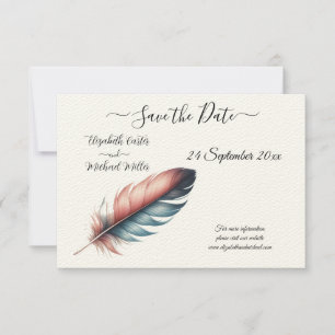 Flüstern von Grace Feathered Elegance Minimalismus Save The Date