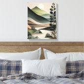 Flüstern von Green: Minimalistische Boho Art Leinwanddruck (Insitu (Schlafzimmer))