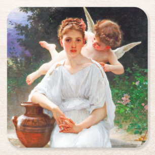 Flüstern von Liebe, Bouguereau Rechteckiger Pappuntersetzer
