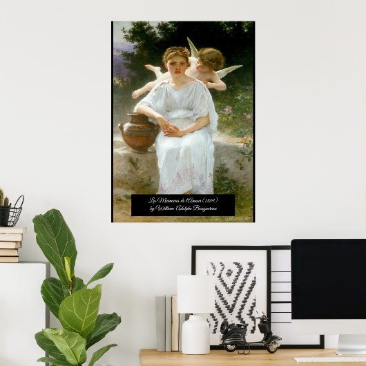 Flüstern von Liebe durch Bouguereau Poster (Heimbüro)