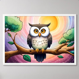 Flüstern von Niedlichen Owl Malen auf dem Mond und Poster