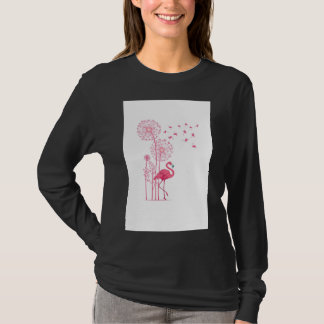 Flüstern von rosa Träumen – Flamingo- und Löwenzah T-Shirt