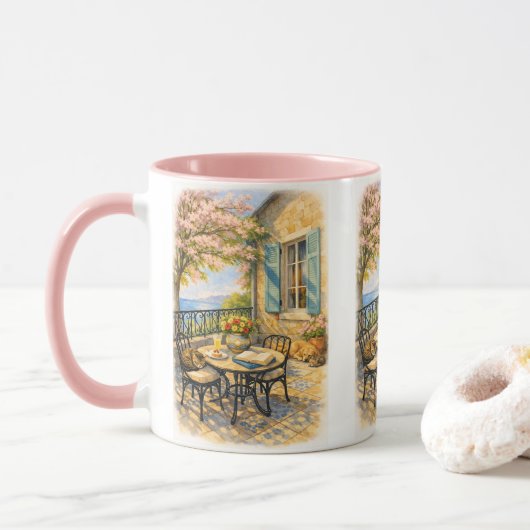 Flüstern von Salbei Vintage Meeresleben Tasse (Mit Donut)