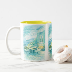 Flüstern von Salbei Vintage Meeresleben Zweifarbige Tasse