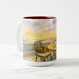 Flüstern von Salbei Vintage Meeresleben Zweifarbige Tasse