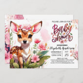 Flüstern von Wäldern der Hirschbaby-Mädchendusche Einladung (Vorne/Hinten)