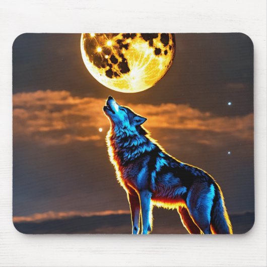Flüsternacht: Wolf Moon Mouse Pad Mousepad (Vorne)
