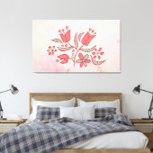 Flüsternblut - Zarte rote Blume auf Soft Ton Leinwanddruck (Insitu (Schlafzimmer))