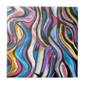 Flüsternde Baum-Hand gemalte abstrakte Kunst Fliese (Vorderseite)