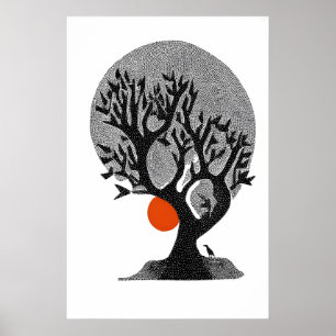 Flüsternde Blätter Wandkunst Moderne Baum-Silhouet Poster