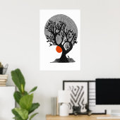 Flüsternde Blätter Wandkunst Moderne Baum-Silhouet Poster (Heimbüro)