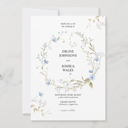 flüsternde Blüten Hochzeitseinladung Einladung (Vorderseite)