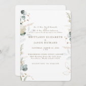 Flüsternde Elegance Botanische Weiße Hochzeit Einladung (Vorne/Hinten)