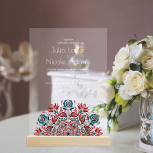 Flüsternde Frühlings-Blumen-Mandala-Hochzeit Acryleinladungen