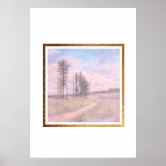 Flüsternde Kiefern – pastellfarbene Landschaft Poster