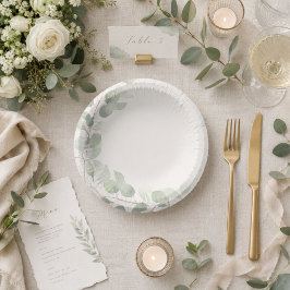 Flüsternde Küsten-Eukalyptus-Hochzeit Pappteller
