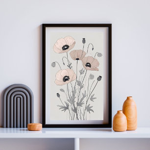 Flüsternde Mohnblumen IV – Elegante Wildblumen-Bot Poster