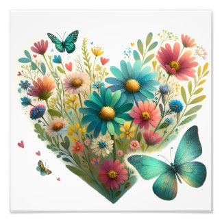 Flüsternde Schmetterlinge der Wildblumen Botanik Fotodruck