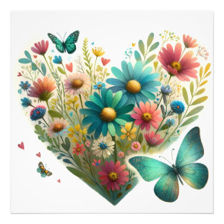 Flüsternde Schmetterlinge Wildblumen Botanik Fotodruck