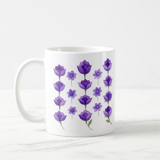 Flüsternde violette Blüten Kaffeetasse (Links)