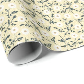 Flüsternde Wiese - Buttergelbes Blumenmuster Geschenkpapier (Rolleneckpunkt)