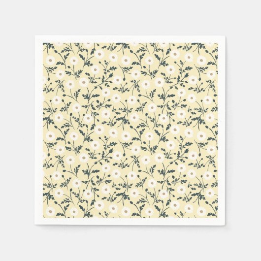 Flüsternde Wiese - Buttergelbes Blumenmuster Serviette (Vorderseite)