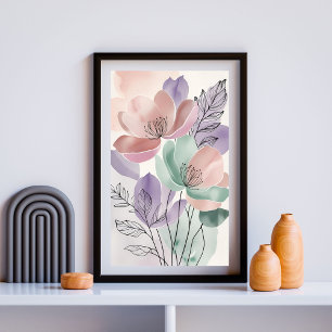 Flüsternde Wildblumen Sanfte Botanische Blumen Poster