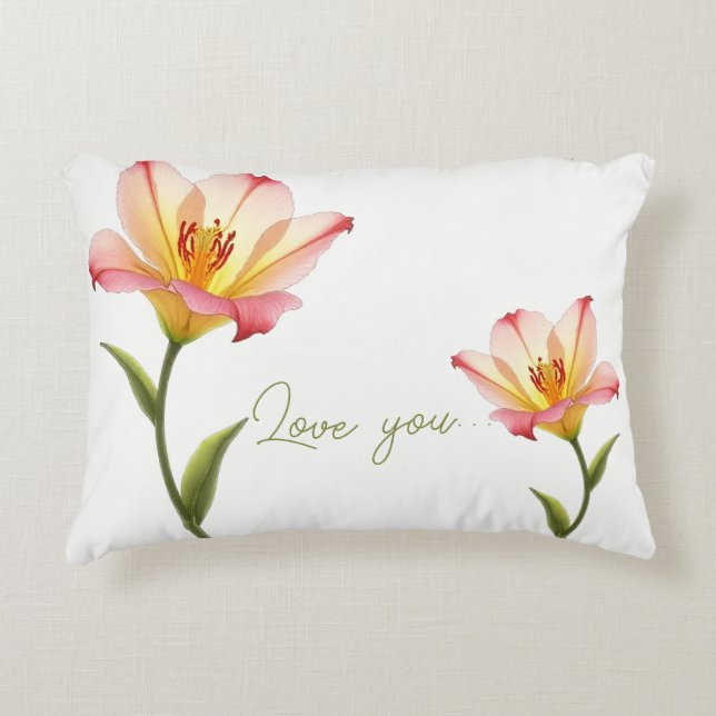 Flüsternde Zuneigung Lilies Dekokissen (Vorderseite)