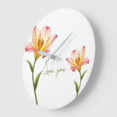 Flüsternde Zuneigung Lilies Große Wanduhr (Winkel)