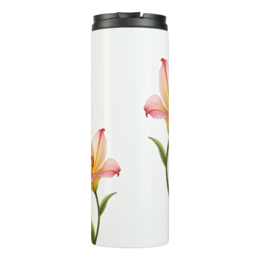 Flüsternde Zuneigung Lilies Thermosbecher (Rückseite)