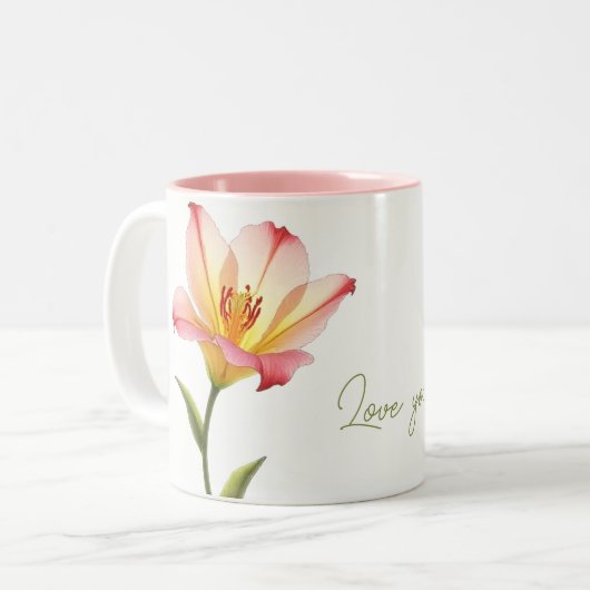 Flüsternde Zuneigung Lilies Zweifarbige Tasse (Vorderseite Links)