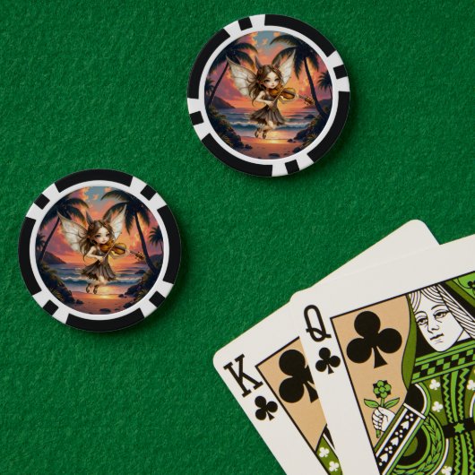 Flüsternden Saiten der Sonnenuntergangsfee. Pokerchips (Pokertisch (doppelt))