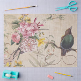 Flüsternder Gartenvogel – Vintage Floral Decoupage Seidenpapier
