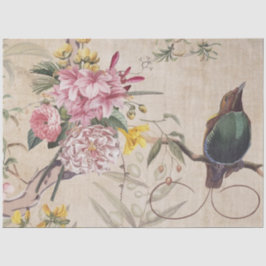 Flüsternder Gartenvogel – Vintage Floral Decoupage Seidenpapier