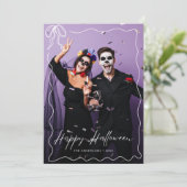 Flüsternrahmen-Happy Halloween-Foto Karte (Stehend Vorderseite)