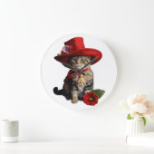 "Flüsterwacher: Katzenwall-Uhr" Große Wanduhr (Zuhause)