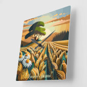 Flüsterweizen Quadratische Wanduhr (Winkel)