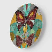 Flutanstriche: T-Shirts mit Whimsical Butterfly" Große Wanduhr (Winkel)
