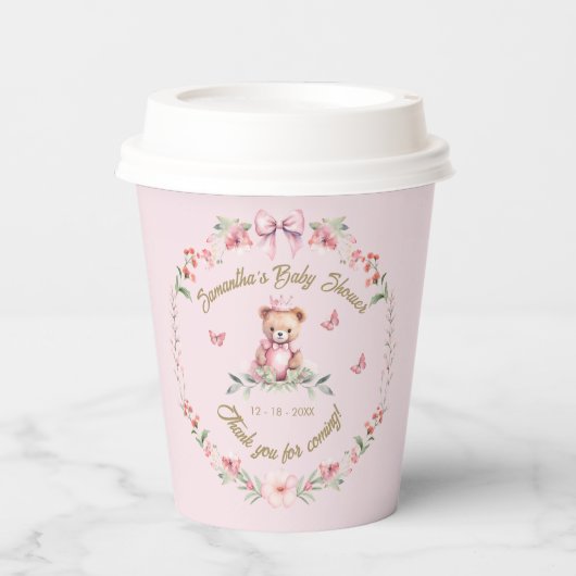 Flutby-Liebe: Blüten und Schmetterlinge Duschbänke Pappbecher (Vorderseite)