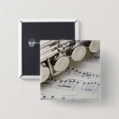 Flute auf Noten Button (Vorne & Hinten)