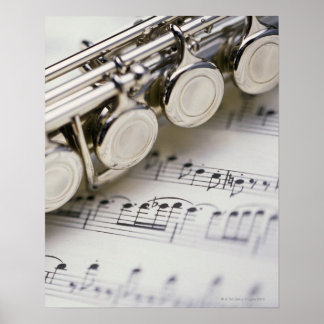 Flute auf Noten Poster