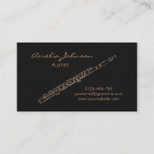 Flute Black & Gold Elegant Visitenkarte (Vorderseite)