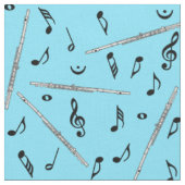 Flute Black Musiknoten Stoff (Nahaufnahme)