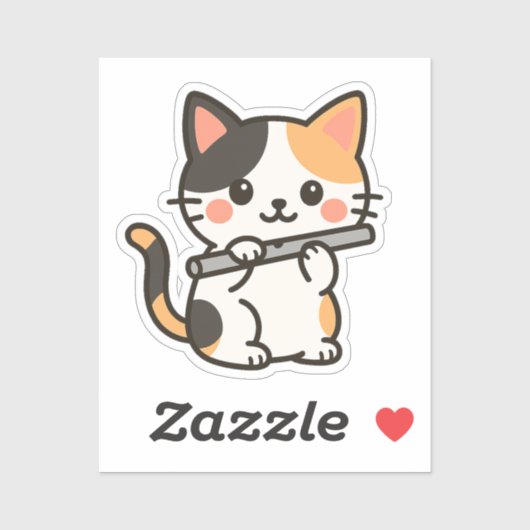 Flute Calico Cat Wind Melody Aufkleber (Blatt)