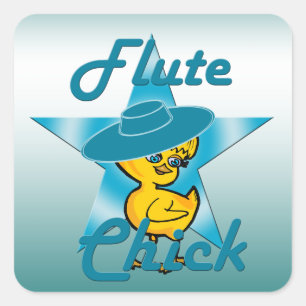 Flute Chick #7 Quadratischer Aufkleber