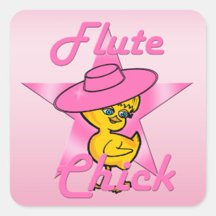 Flute Chick #8 Quadratischer Aufkleber