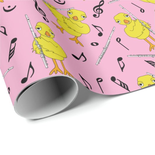 Flute-Chick-Flute-Musiknoten-Tank Geschenkpapier (Rolleneckpunkt)