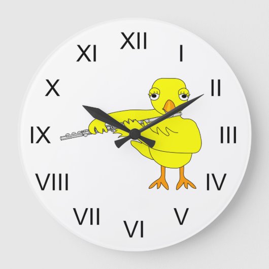 Flute Chick Große Wanduhr (Vorderseite)