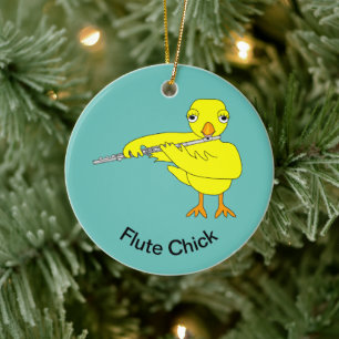Flute Chick Keramik Ornament